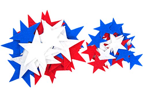 Playfully Ever After 1.5 and 3 inch Combo Size Stiff Felt Stars 46pc (Red, White, & Blue) - Image 1