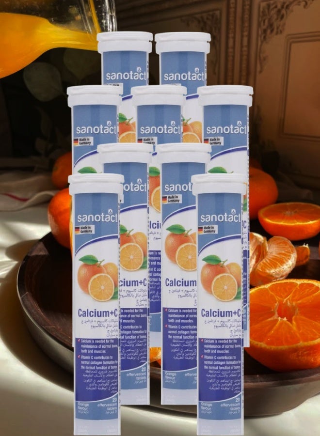 sanotact 9 Pieces Sanotact Calcium And Vitamin C 20 Effervescent Orange Tablets - Image 1