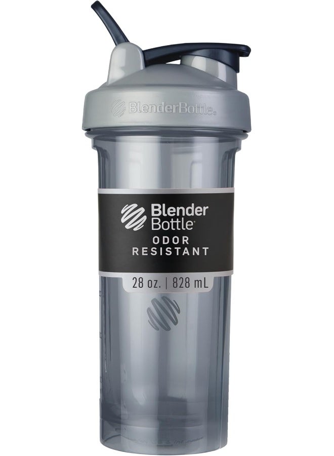 Blender Bottle زجاجة خلط بلندر بوتل برو سيريز مثالية لخلطات البروتين وما قبل التمرين، 28 أونصة، رمادي كامل الألوان - Image 1