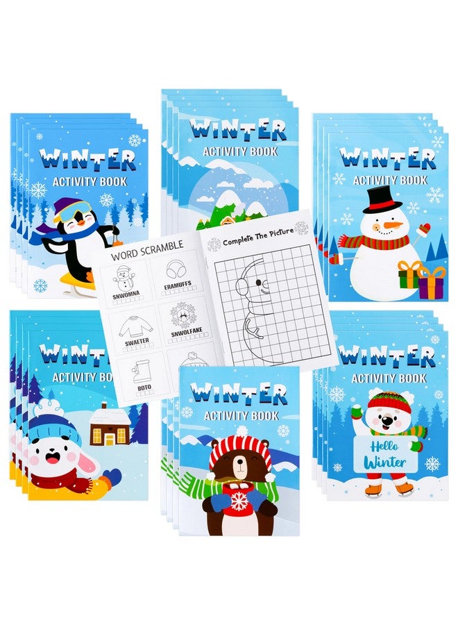 ANGOLIO Winter Game Activity Coloring Book for Kids Christmas Holiday Coloring Books, Fun Winter Party with Snowman Bear Animal Pattern Drawing Supplies for Back to School Classroom Rewards Goodie Bag - Image 1
