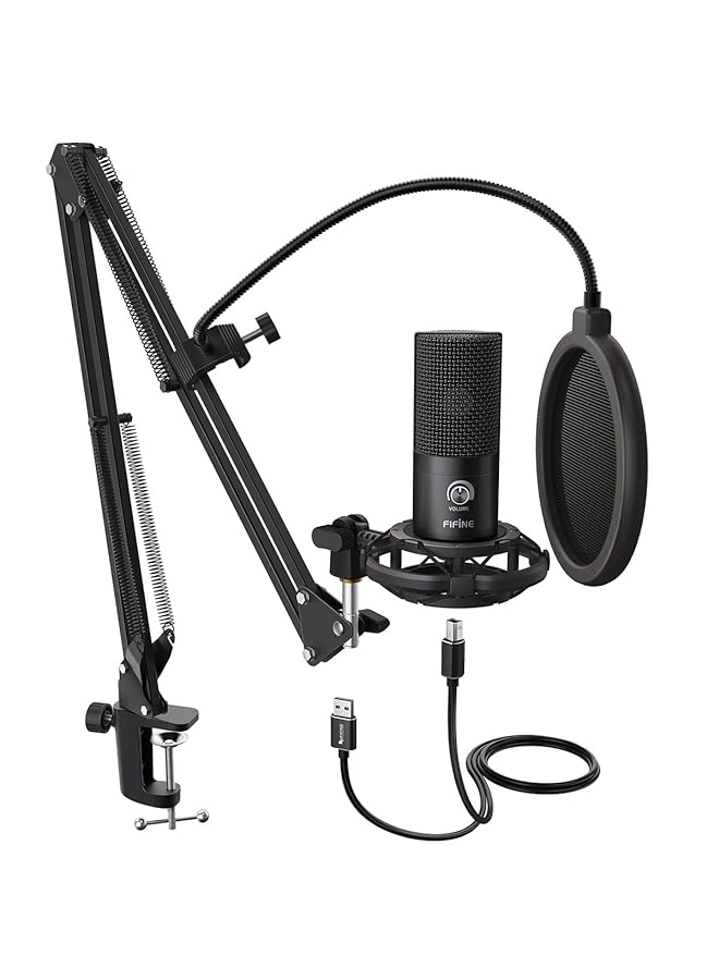 FIFINE Studio Condenser Usb Microphone Computer Pc Microphone Kit With Adjustable Scissor Arm Stand Shock Mount Usb Cable For Voice Overs Recording Podcasting Youtube Karaoke Gaming Streaming T669 - Image 1