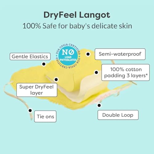 SuperBottoms Dry Feel Langot - Pack of 12- Organic Cotton Padded Baby Nappy/Langot with Gentle Elastics & a SuperDryFeel Layer on Top (Size 2 (Fits 5-10 kg), Sweet Tooth) - Image 3