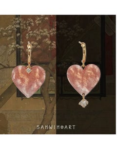 Shan Yin set 【 Tao Ying 】 Hand-painted new Chinese earrings | love stud ear clip | lovely girl wind Christmas gift