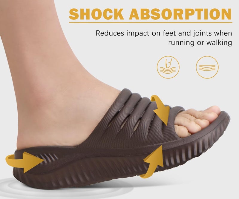 KuaiLu Womens Recovery Sandals Comfortable Plantar Fasciitis Arch Support Ladies Orthopedic Slip On Running Sport Walking Slides Thick Athletic Cushion Slippers Summer Outdoor Sliders Brown Size 8 - Image 5