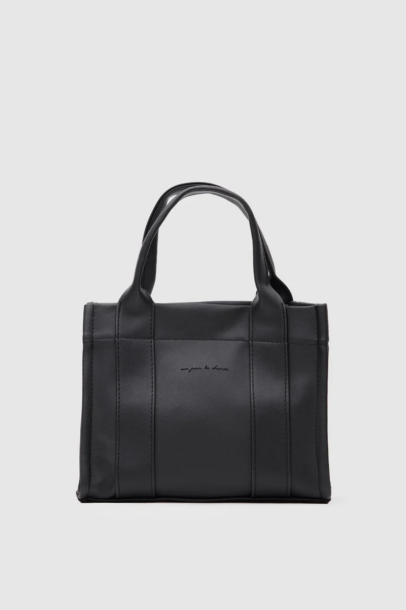 Shule Bags Bonnie Faux Leather Black Tote Bag