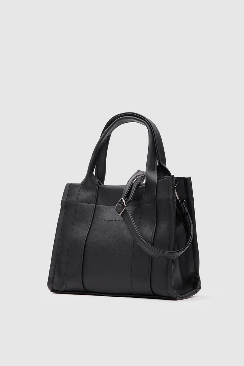 Shule Bags Bonnie Faux Leather Black Tote Bag