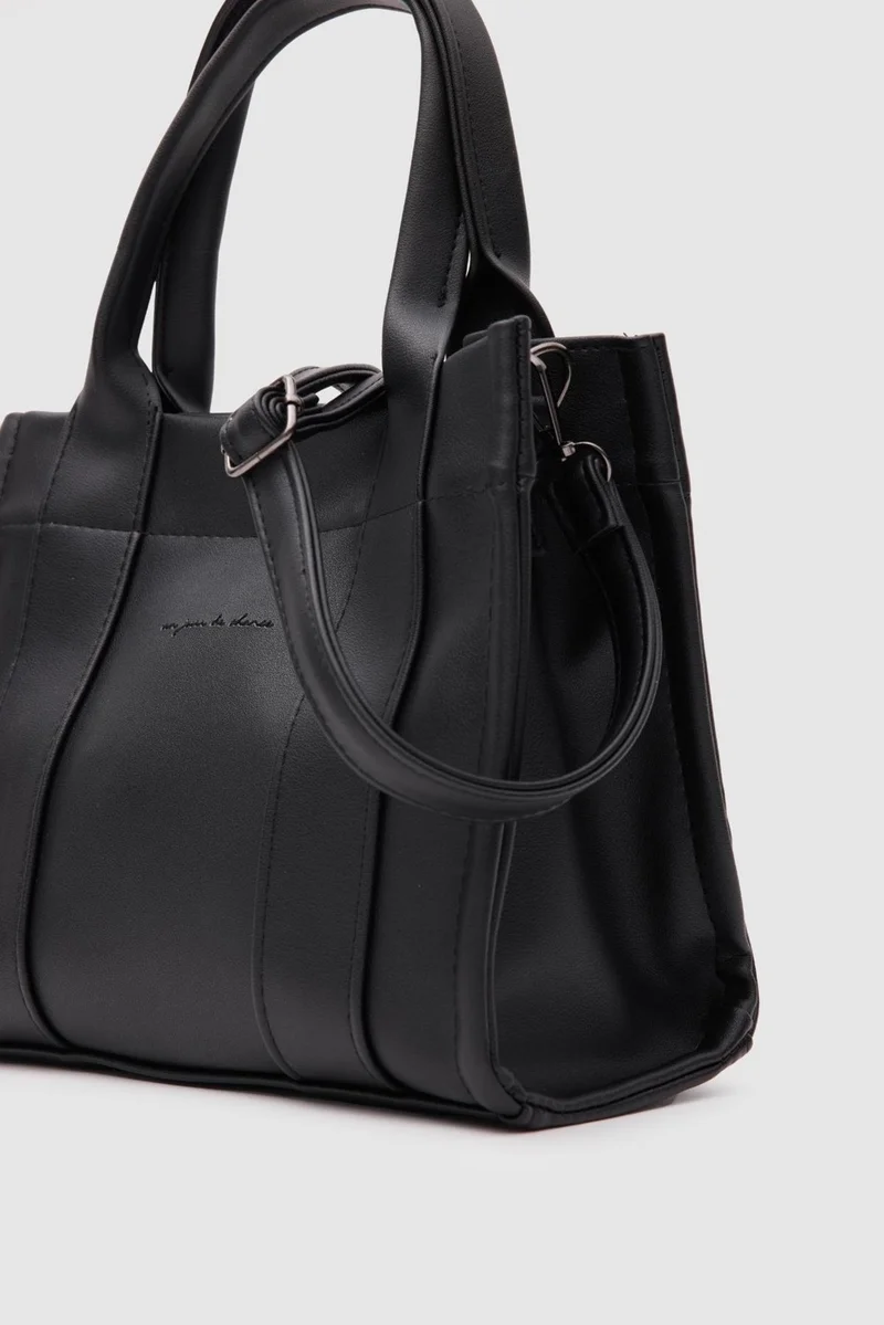 Shule Bags Bonnie Faux Leather Black Tote Bag