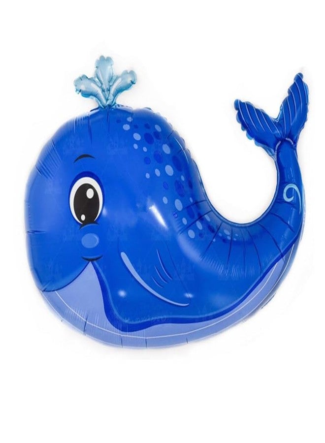 RSAAUD® Set of 5 Whale Fish Shaped Foil Balloon, Under Sea Kids Party Supplies, Under Water Theme Birthday Party, Fish Foil Balloons, Birthday Balloon/Marine Theme Balloon (Blue Whale with Gold Star) - Image 2