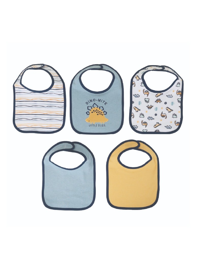 Nurtur 5 pack milk feeding bibs - Terry Cotton - Blue Multi/Boy - Image 1