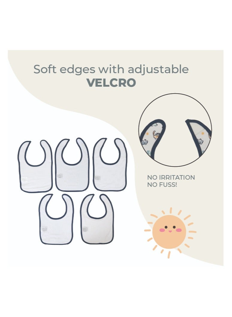 Nurtur 5 pack milk feeding bibs - Terry Cotton - Blue Multi/Boy - Image 5