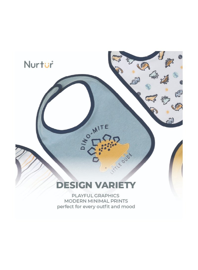 Nurtur 5 pack milk feeding bibs - Terry Cotton - Blue Multi/Boy - Image 2