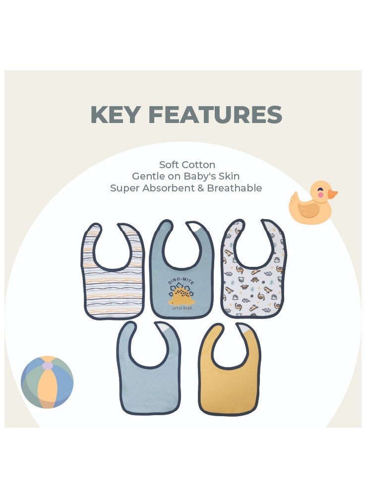 Nurtur 5 pack milk feeding bibs - Terry Cotton - Blue Multi/Boy - Image 3