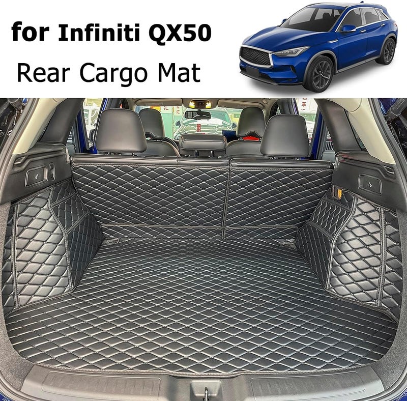 7DEEKEI Cargo Liner for 2019-2024 Infiniti QX50 / 2022-2024 QX55 Trunk Mat and Rear Backrest Mat All Weather Anti-Slip - Image 3
