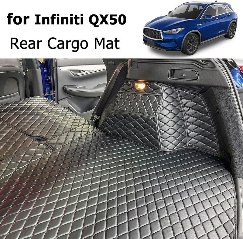 7DEEKEI Cargo Liner for 2019-2024 Infiniti QX50 / 2022-2024 QX55 Trunk Mat and Rear Backrest Mat All Weather Anti-Slip - Image 4