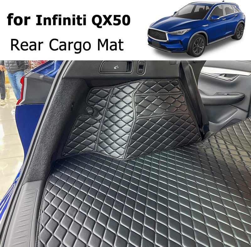 7DEEKEI Cargo Liner for 2019-2024 Infiniti QX50 / 2022-2024 QX55 Trunk Mat and Rear Backrest Mat All Weather Anti-Slip - Image 5
