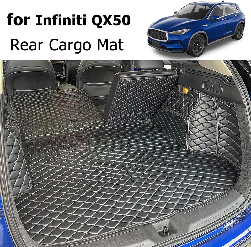 7DEEKEI Cargo Liner for 2019-2024 Infiniti QX50 / 2022-2024 QX55 Trunk Mat and Rear Backrest Mat All Weather Anti-Slip - Image 2