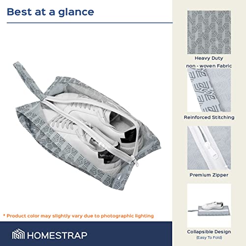 Homestrap Set of 6 Printed Shoe Bags for Travel | Transparent Top with Zipper | Dustproof, Multi-Functional Shoe Storage Bags | Ideal Travel Organizer Pouches for Luggage | Grey - Image 3