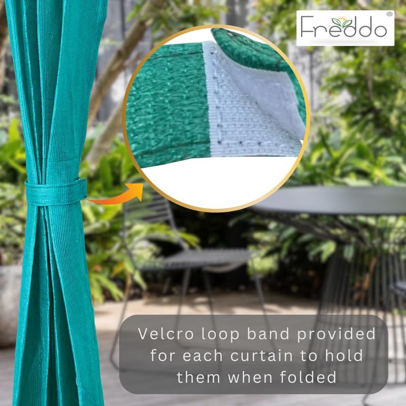 FREDDO HDPE Fabric 90% Sun Blockage Indoor and Outdoor Eyelet Curtains UV and Heat Protection for Balcony and Window, Green Color, 4.5 ft X 7 ft, Pack of 2 Pieces - Image 4