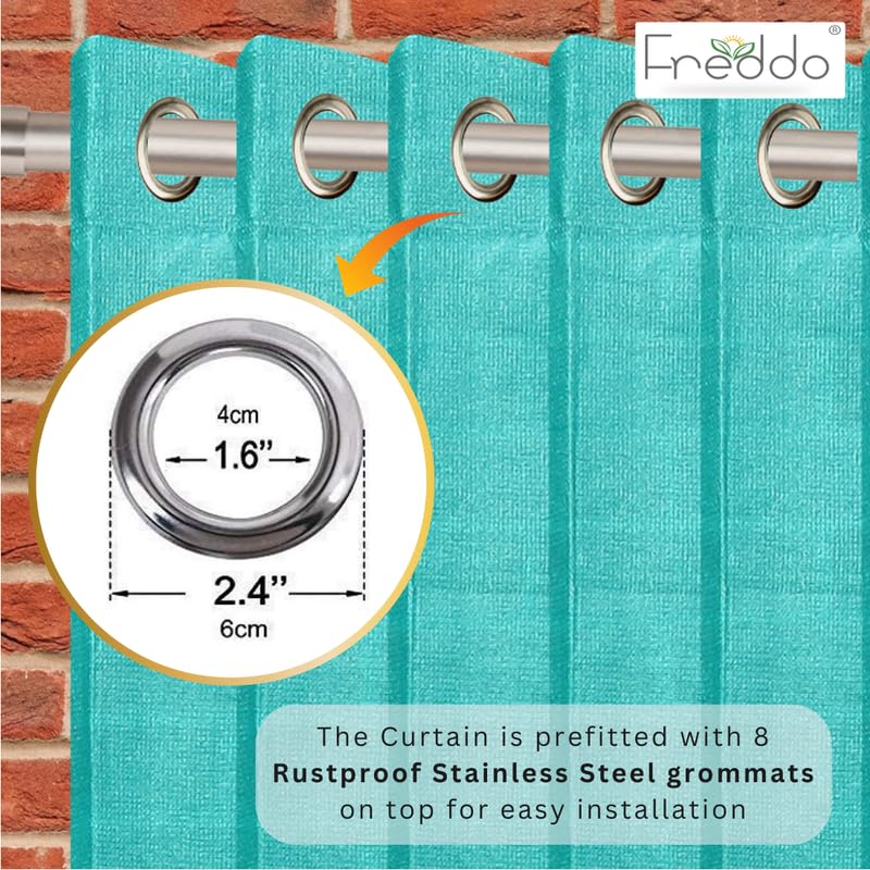 FREDDO HDPE Fabric 90% Sun Blockage Indoor and Outdoor Eyelet Curtains UV and Heat Protection for Balcony and Window, Green Color, 4.5 ft X 7 ft, Pack of 2 Pieces - Image 5
