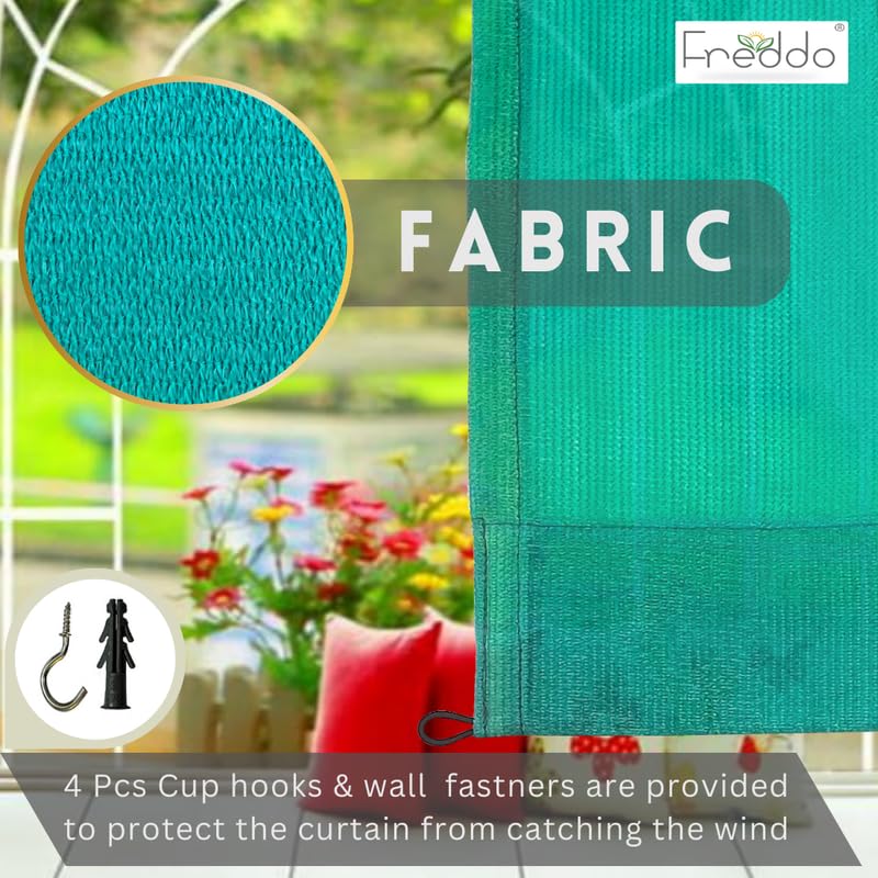 FREDDO HDPE Fabric 90% Sun Blockage Indoor and Outdoor Eyelet Curtains UV and Heat Protection for Balcony and Window, Green Color, 4.5 ft X 7 ft, Pack of 2 Pieces - Image 2