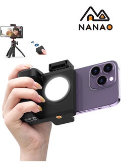 NANAO PH-10 Ungraded Smartphone Camera Shutter Handle Grip w Detachable Wireless Bluetooth Remote Control,Three-Gear Adjustable Fill Light for iPhone Samsung Google OnePlus Phones Video/Photo Shooting  - Image 1