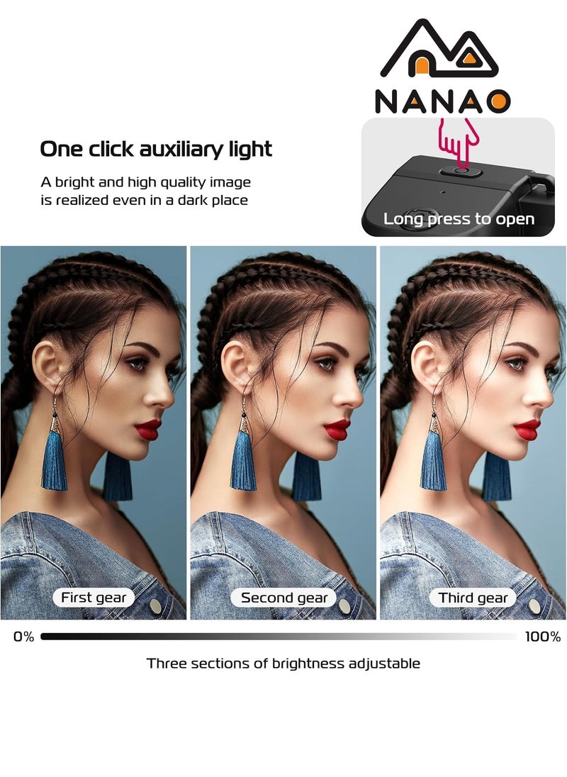 NANAO - PH-10 Ungraded Smartphone Camera Shutter Handle Grip w Detachable Wireless Bluetooth Remote Control,Three-Gear Adjustable Fill Light for iPhone Samsung Google OnePlus Phones Video/Photo Shooting - Image 1