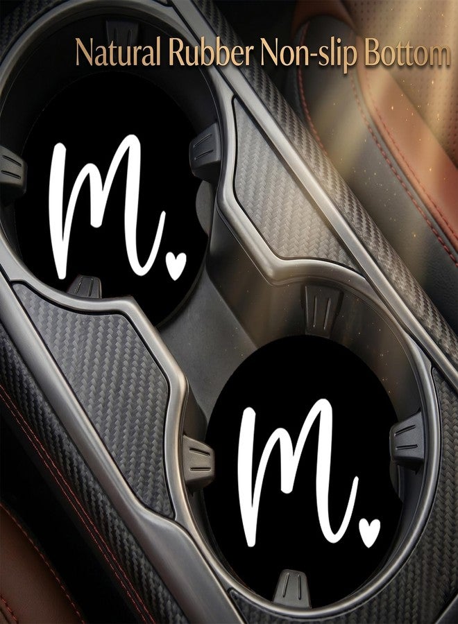 DoYoMo 2PCS Letter K Car Cup Holder Coasters,Simple Initial Car Coasters Cars Accessories Interior Decor Universal Neoprene 2.75" Anti-Slip Rubber Mat with Finger Slot,Monogram Gifts for Women, Men, Driver - Image 2