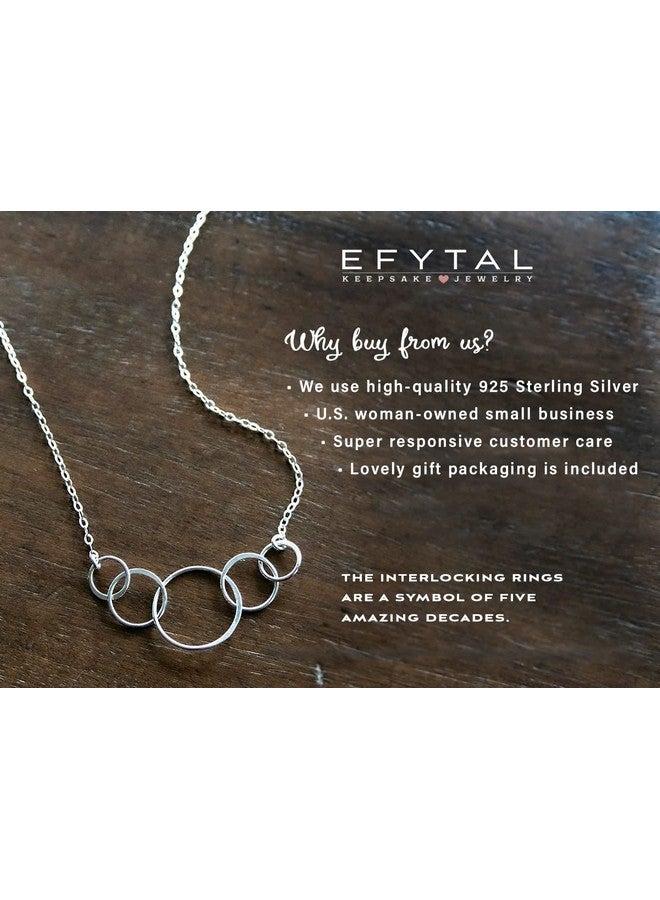 EFYTAL 50th Birthday Gifts for Her, Classy Sterling Silver 5 Circle Necklace, Cool Gifts for 50 Year Old Woman, Happy 50th Birthday Gift for Women, 50 and Fabulous 1975 - Image 2