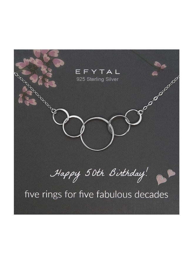 EFYTAL 50th Birthday Gifts for Her, Classy Sterling Silver 5 Circle Necklace, Cool Gifts for 50 Year Old Woman, Happy 50th Birthday Gift for Women, 50 and Fabulous 1975 - Image 1