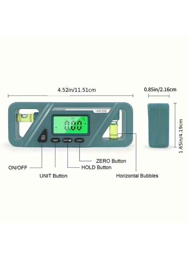 مقياس الزاوية الرقمي ABS مع جنيومغناطيسي وشاشة LCD مضاءة وتحويل الميل - Image 4