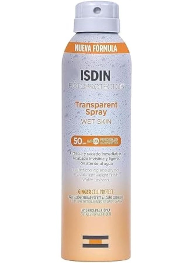 Isdin Fotoprotector Transparent Spray Spf 50 (250Ml) | Wet Skin Sunscreen | Effective On Wet Skin | Instant Cooling And Drying Spray - Image 1