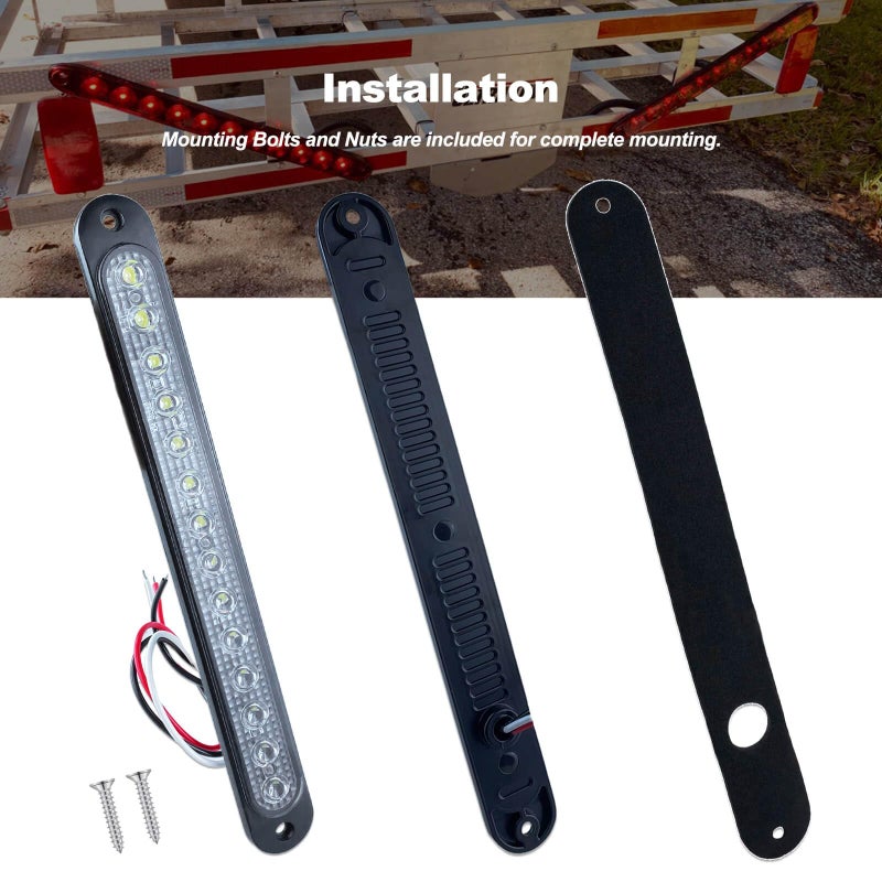 XtraGlow 10" White Trailer LED Reverse Lights Bar Strip Truck Bed Backup Lights Rear Running Side Marker for Truck RV Aluminum Alloy Base, 15 LEDs 2Pcs - Image 5
