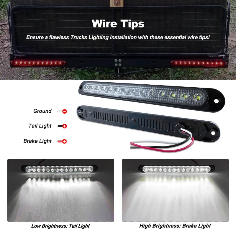 XtraGlow 10" White Trailer LED Reverse Lights Bar Strip Truck Bed Backup Lights Rear Running Side Marker for Truck RV Aluminum Alloy Base, 15 LEDs 2Pcs - Image 4