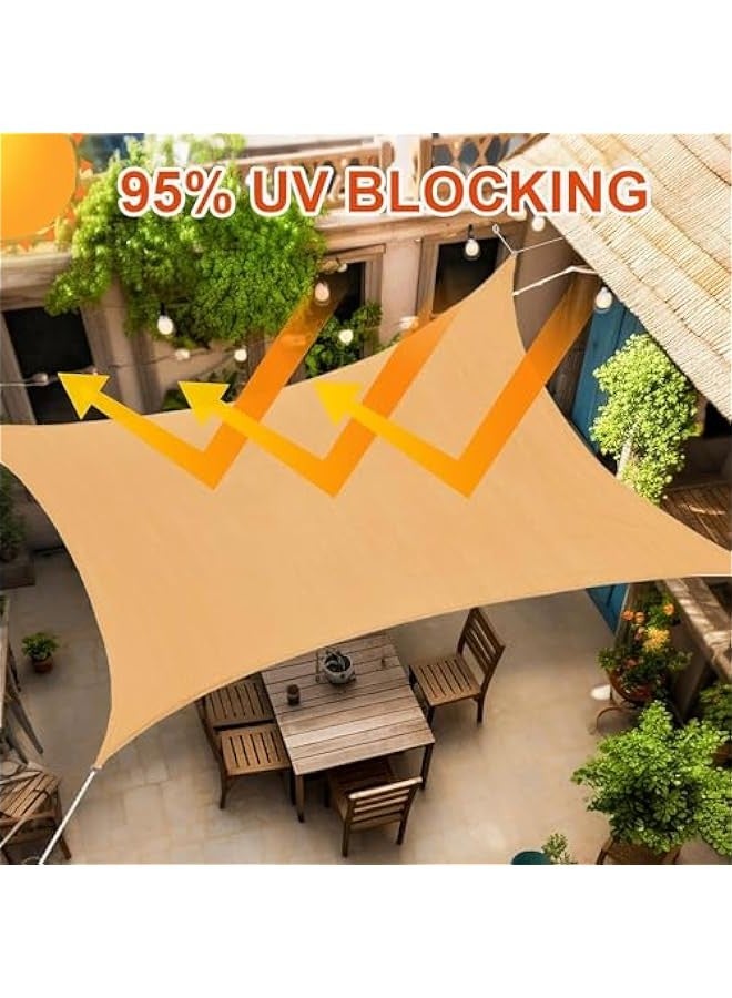 تراسل شراع مظلة واقية من الشمس، مظلة رملية مستطيلة تحجب الأشعة فوق البنفسجية بنسبة 95% مسامية لحديقة الفناء الخلفي والفناء والحديقة والأنشطة الخارجية في الهواء الطلق  - Image 2