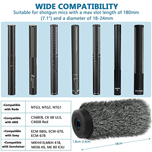 ChromLives NTG3 Shotgun Mic Windscreen Deadcat Pop Filter Compatible with Rode NTG3, NTG2, Sennheiser MKH416, MKH418, Sony ECM 680s ECM-670 ECM-678, AKG C568EB, C4608, 7.1" Long Microphone Cover Muff Wind Shield - Image 3