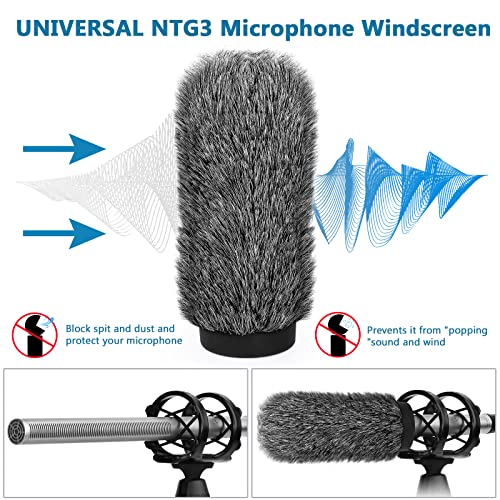 ChromLives NTG3 Shotgun Mic Windscreen Deadcat Pop Filter Compatible with Rode NTG3, NTG2, Sennheiser MKH416, MKH418, Sony ECM 680s ECM-670 ECM-678, AKG C568EB, C4608, 7.1" Long Microphone Cover Muff Wind Shield - Image 5
