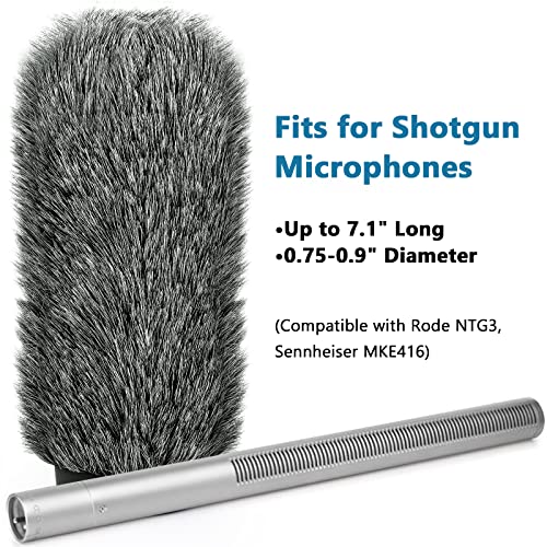 ChromLives NTG3 Shotgun Mic Windscreen Deadcat Pop Filter Compatible with Rode NTG3, NTG2, Sennheiser MKH416, MKH418, Sony ECM 680s ECM-670 ECM-678, AKG C568EB, C4608, 7.1" Long Microphone Cover Muff Wind Shield - Image 2