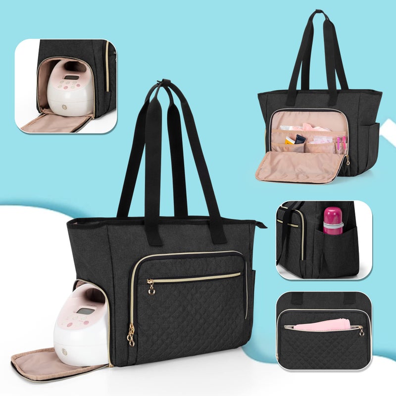 LUXJA Breast Pump Bag Compatible with Spectra S1 and S2 (with a Breastmilk Cooler Bag, a Small Carrying Case and a Waterproof Mat), Pumping Bag for Breast Pump and Extra Parts, Black - Image 5
