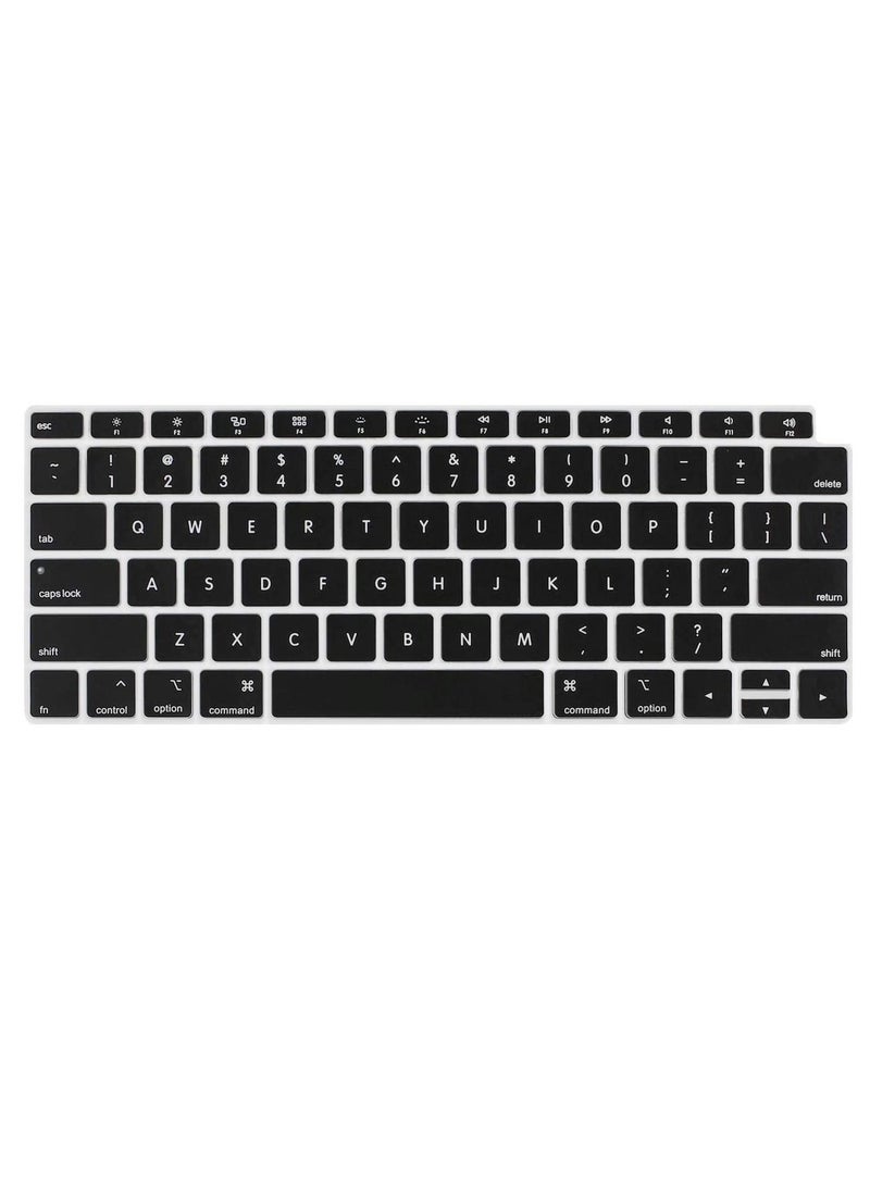 AMM - US Layout English Keyboard Cover for MacBook New Air 13 Inch with Retina Display and Touch ID Model A1932 Release 2018/2019 Black - Image 1