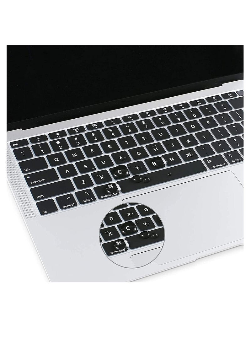 AMM - US Layout English Keyboard Cover for MacBook New Air 13 Inch with Retina Display and Touch ID Model A1932 Release 2018/2019 Black - Image 1