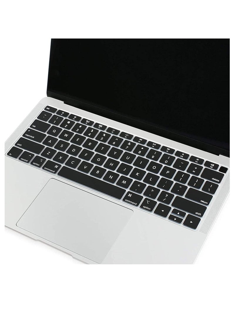 AMM - US Layout English Keyboard Cover for MacBook New Air 13 Inch with Retina Display and Touch ID Model A1932 Release 2018/2019 Black - Image 1