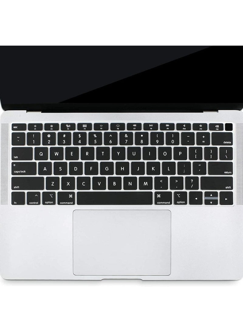 AMM - US Layout English Keyboard Cover for MacBook New Air 13 Inch with Retina Display and Touch ID Model A1932 Release 2018/2019 Black - Image 1
