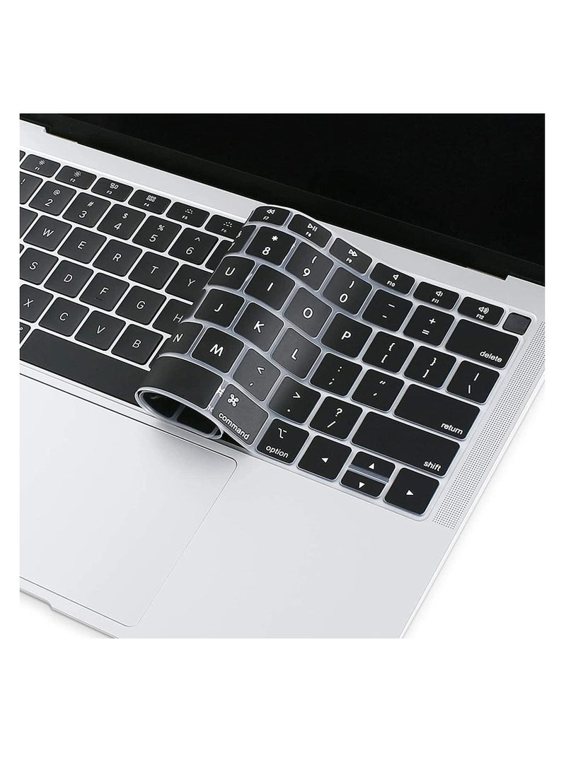 AMM - US Layout English Keyboard Cover for MacBook New Air 13 Inch with Retina Display and Touch ID Model A1932 Release 2018/2019 Black - Image 1