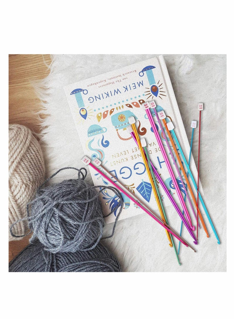 KASTWAVE 23 PCS Crochet Hook Set,  11 Tunisian Afghan Aluminum Knitting Needles Set (2mm to 8mm), 12 Bead Carbonized Bamboo Needle Hook, Sweater Needle Crochet Kits for Beginners - Image 3