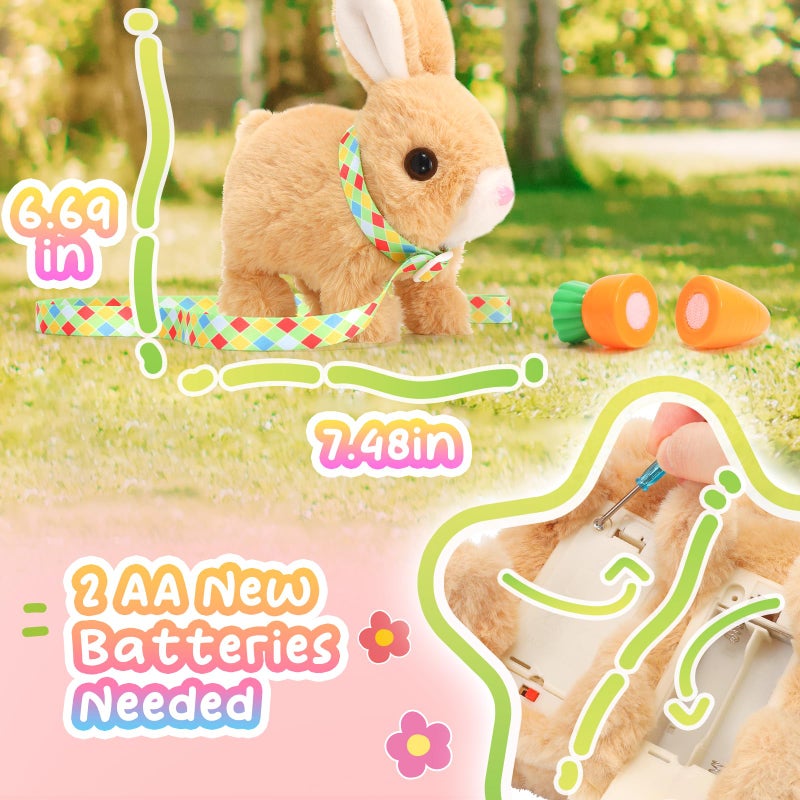 Tagitary Easter Plush Bunny Toys Electronic Bunny Toy with Sounds,Wiggling Ears,Hopping,Twitching Mouth and Nose,Interactive Rabbit Toy for Kids with Leash,Easter Birthday Gift for Toddlers - Image 2