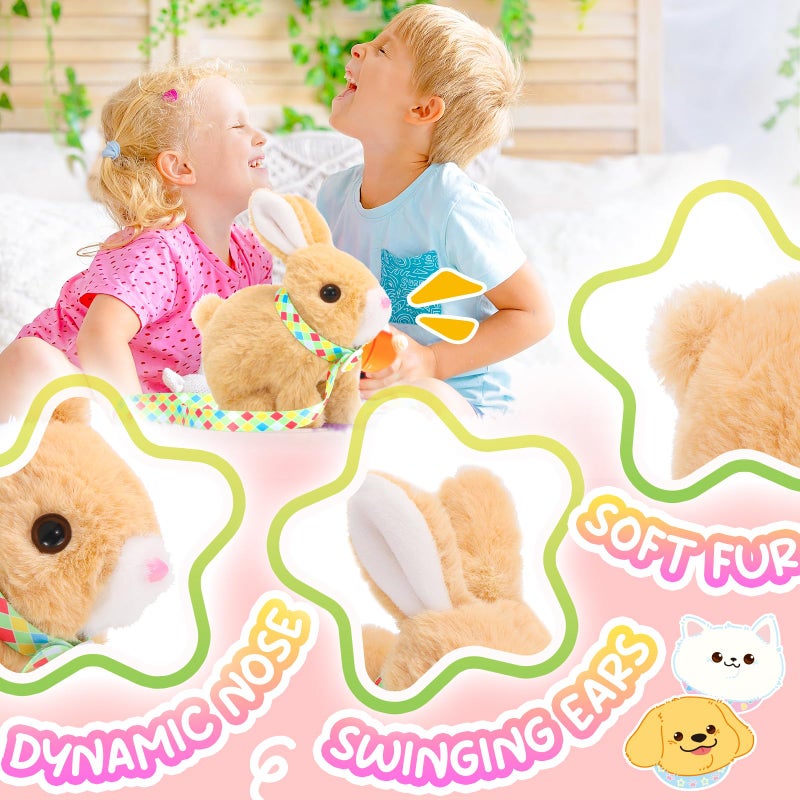 Tagitary Easter Plush Bunny Toys Electronic Bunny Toy with Sounds,Wiggling Ears,Hopping,Twitching Mouth and Nose,Interactive Rabbit Toy for Kids with Leash,Easter Birthday Gift for Toddlers - Image 5
