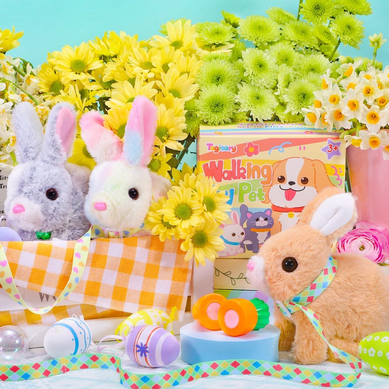 Tagitary Easter Plush Bunny Toys Electronic Bunny Toy with Sounds,Wiggling Ears,Hopping,Twitching Mouth and Nose,Interactive Rabbit Toy for Kids with Leash,Easter Birthday Gift for Toddlers - Image 3