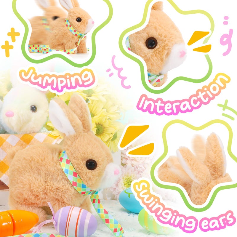 Tagitary Easter Plush Bunny Toys Electronic Bunny Toy with Sounds,Wiggling Ears,Hopping,Twitching Mouth and Nose,Interactive Rabbit Toy for Kids with Leash,Easter Birthday Gift for Toddlers - Image 4