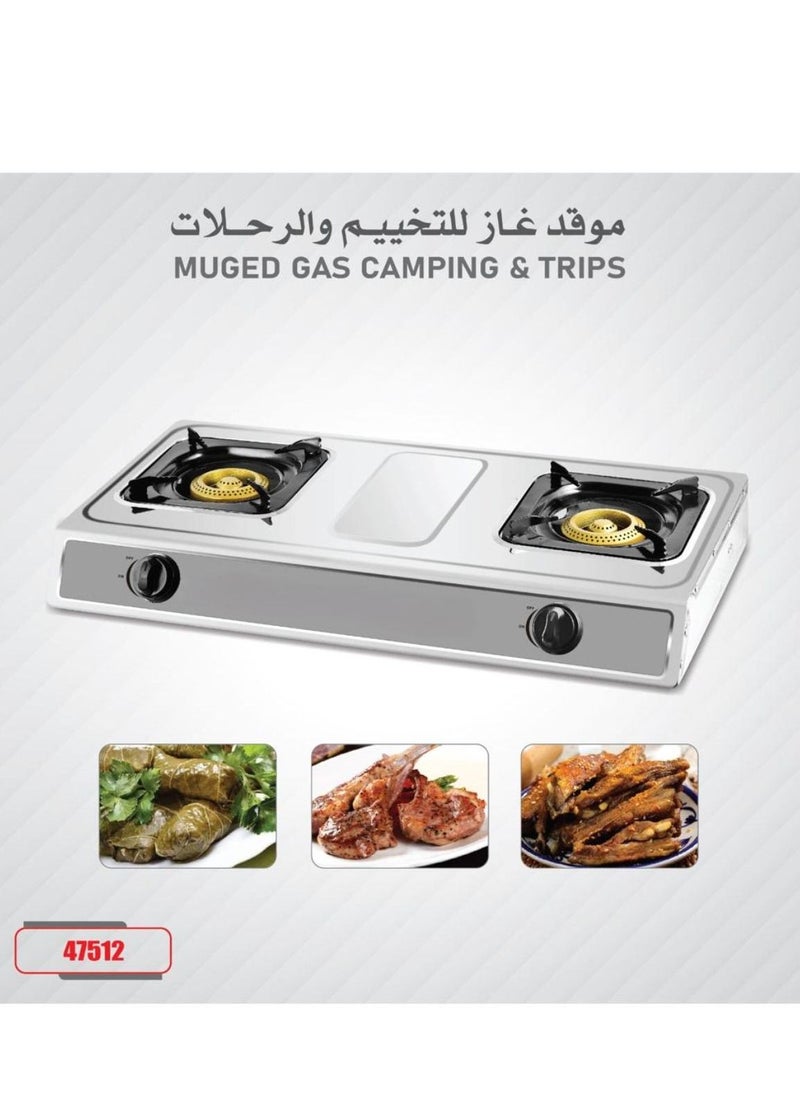 Generic 2-burner stove with a light design, ideal for preparing hot food and preparing various dishes with high performance and great speed 