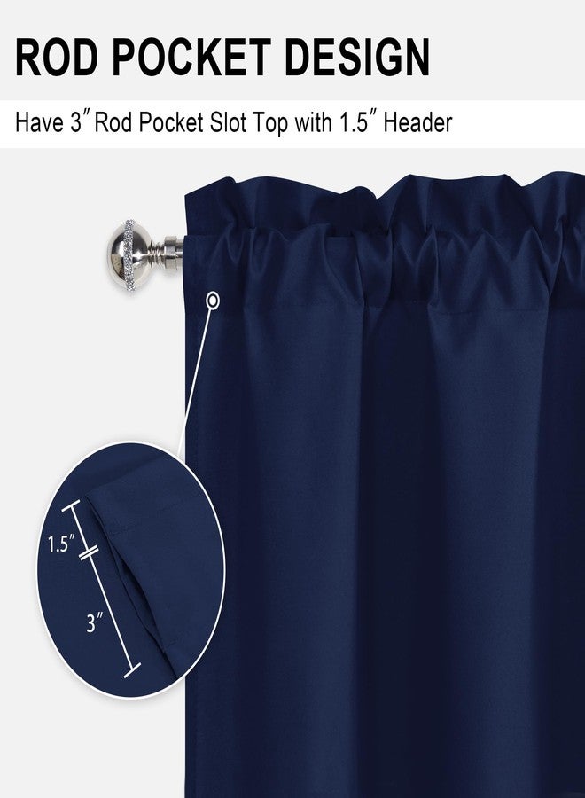 DWCN Curtain Valance for Kitchen Bathroom-Solid Short Topper Energy Efficient Rod Pocket Curtain for Window, 1 Panel,42 X 18 Inch,Navy Blue - Image 3
